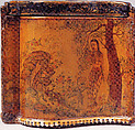 Casket with Painted Scenes, Painting by Rahim Deccani, Papier-mâché, painted and varnished, with pierced ivory base moulding